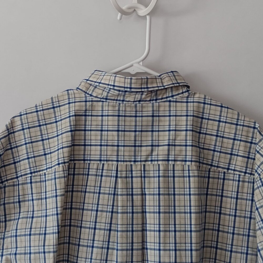 ARROW White and Blue Plaid Short Sleeved Button Down Shirt Size XXL - Picture 6 of 10